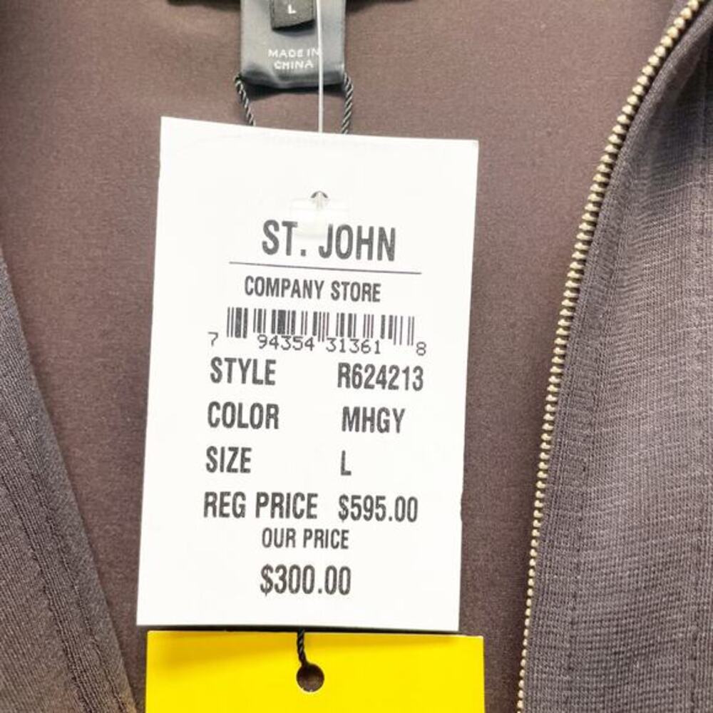 St. John Spa Women's Mahogany Embroidered Full Zip Jacket Size L $595 Retail - Picture 5 of 11